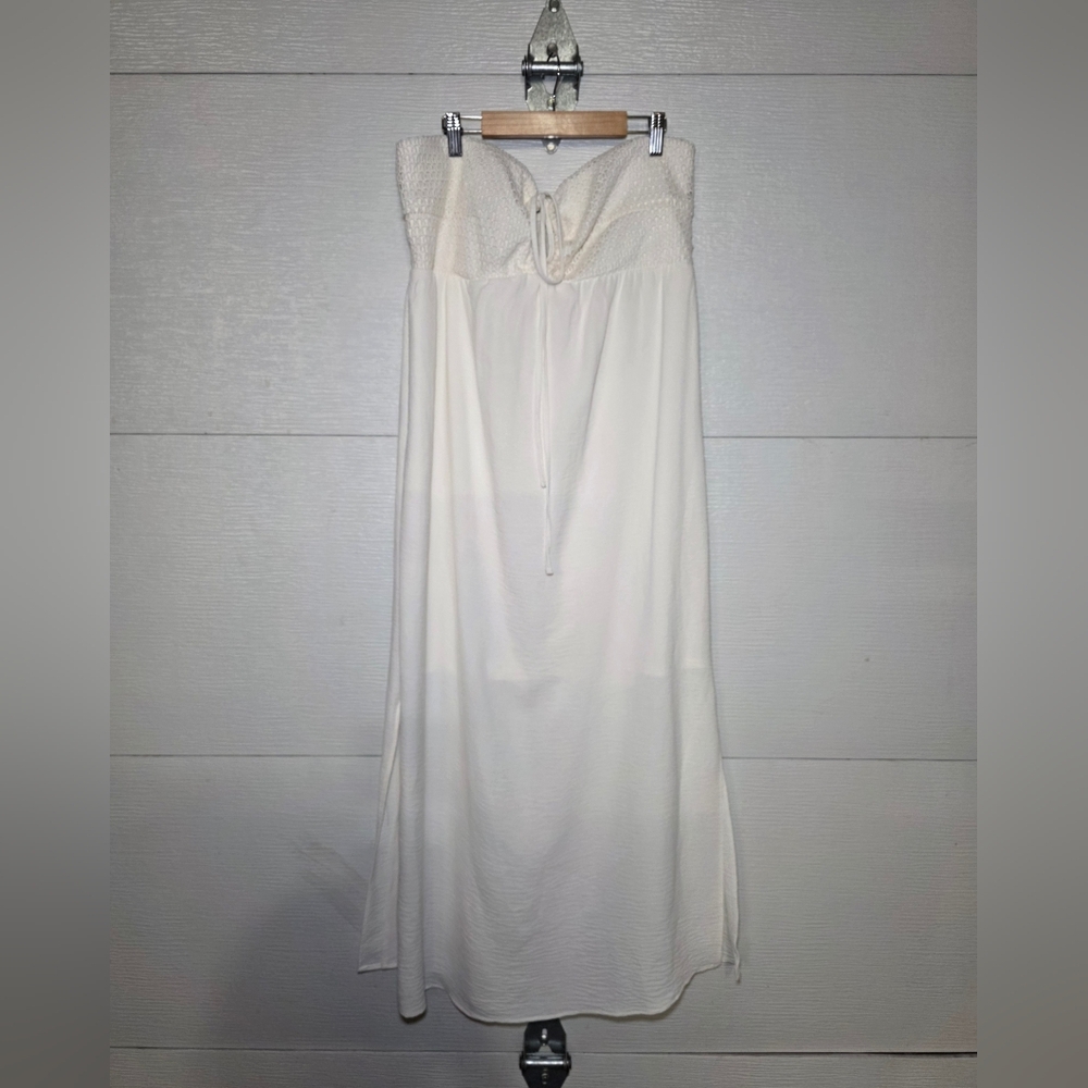 No Boundaries White Strapless Smocked Maxi Dress